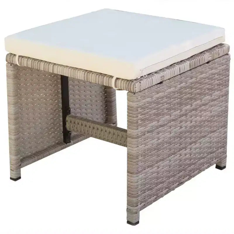 Conjunto de comedor de exterior vidaXL, de poliratán gris, mediano y plegable
