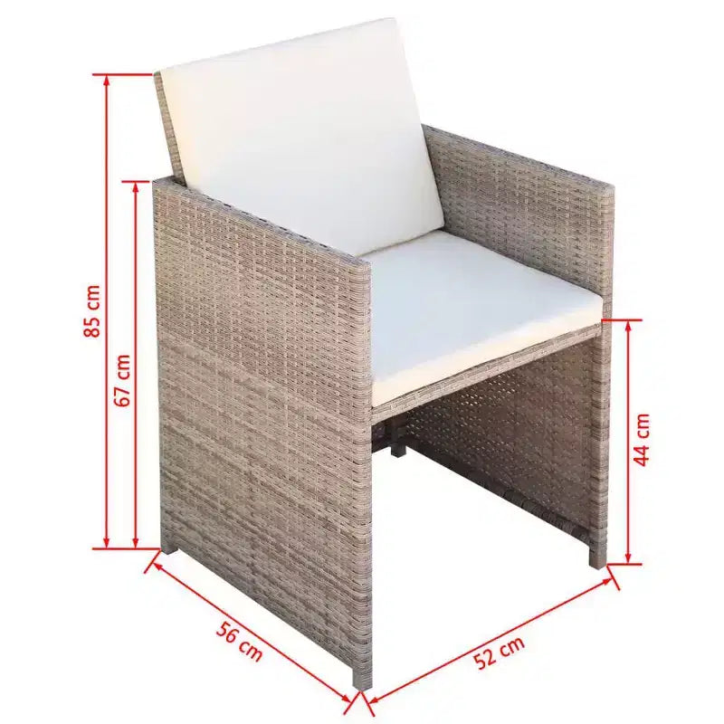 Conjunto de comedor de exterior vidaXL, de poliratán gris, mediano y plegable