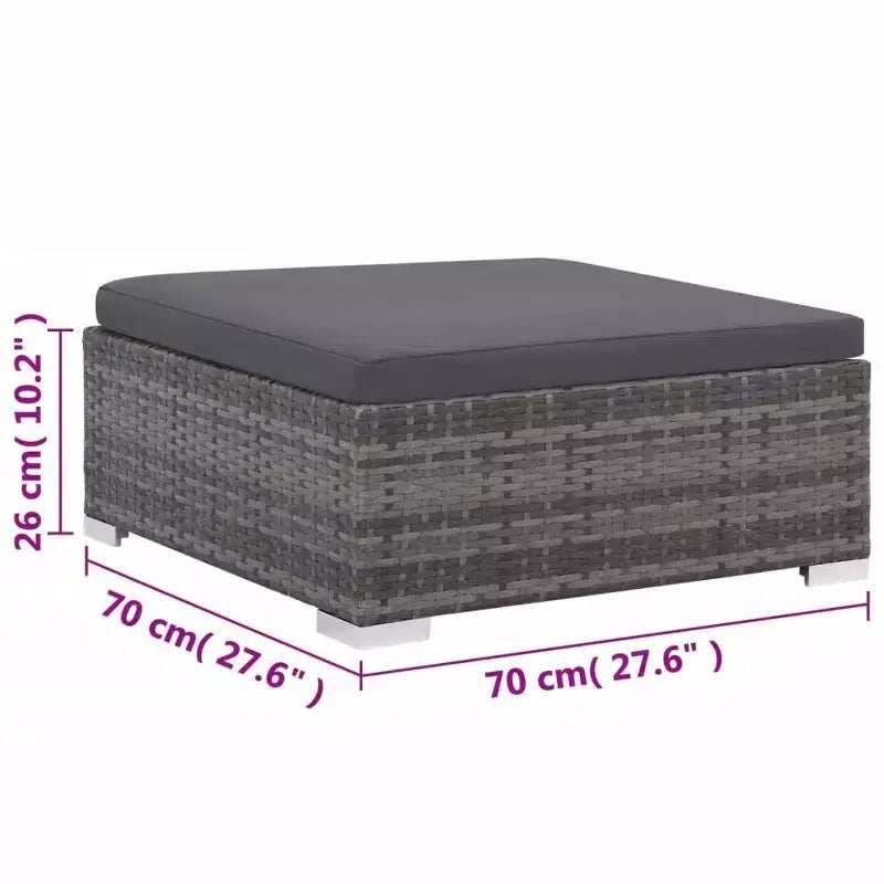 Ensemble de salon de jardin vidaXL - canapé d'angle 6 pièces en polyrotin gris avec table basse et pouf - sièges d'extérieur confortables avec coussins