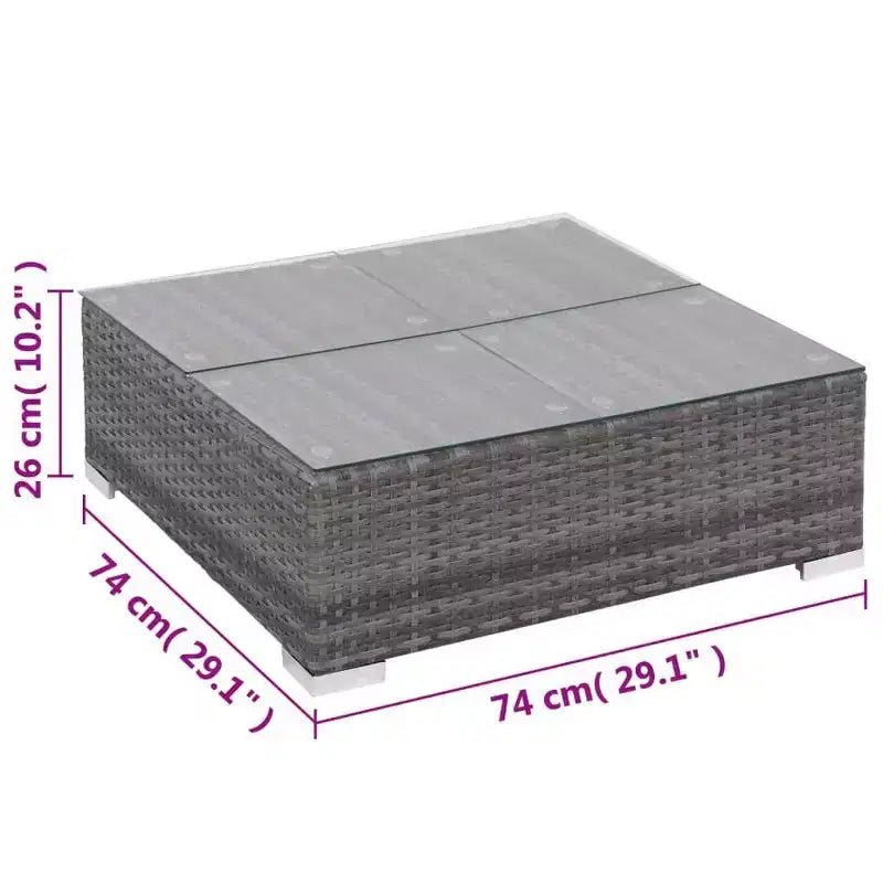 Ensemble de salon de jardin vidaXL - canapé d'angle 6 pièces en polyrotin gris avec table basse et pouf - sièges d'extérieur confortables avec coussins