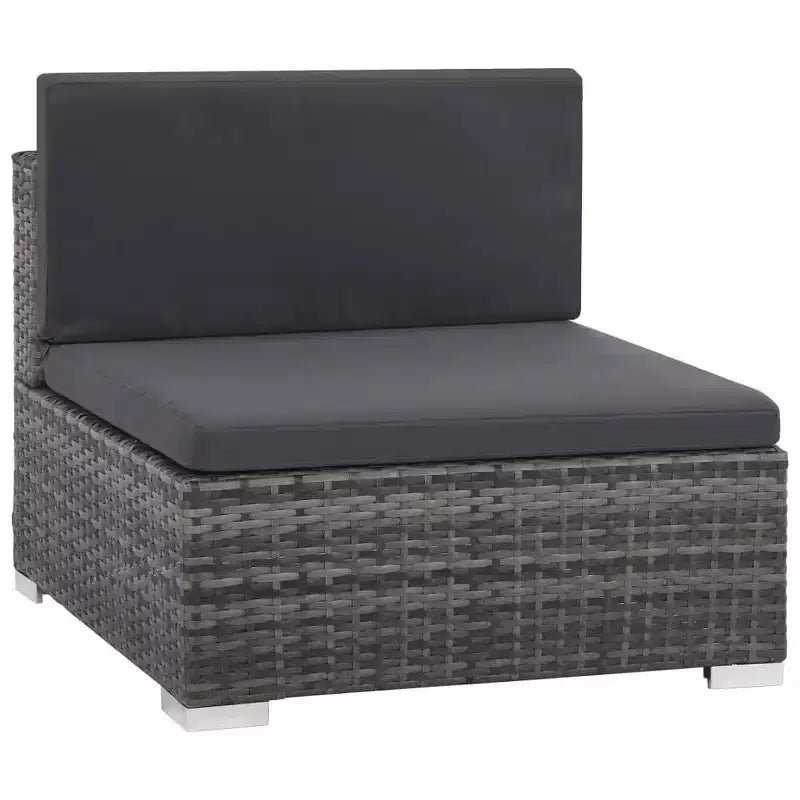Ensemble de salon de jardin vidaXL - canapé d'angle 6 pièces en polyrotin gris avec table basse et pouf - sièges d'extérieur confortables avec coussins