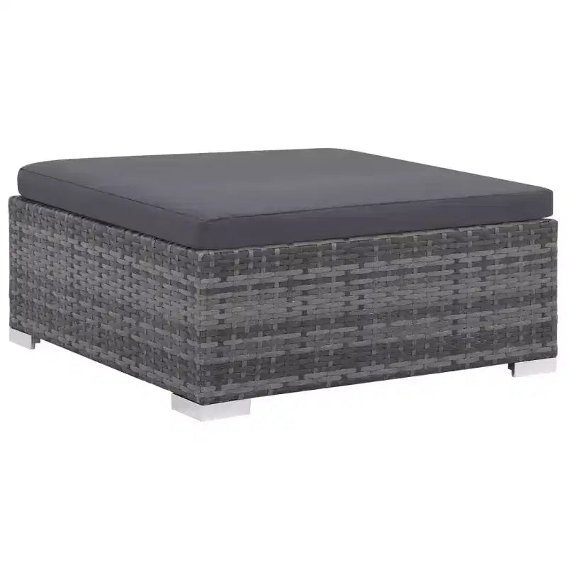 Ensemble de salon de jardin vidaXL - canapé d'angle 6 pièces en polyrotin gris avec table basse et pouf - sièges d'extérieur confortables avec coussins