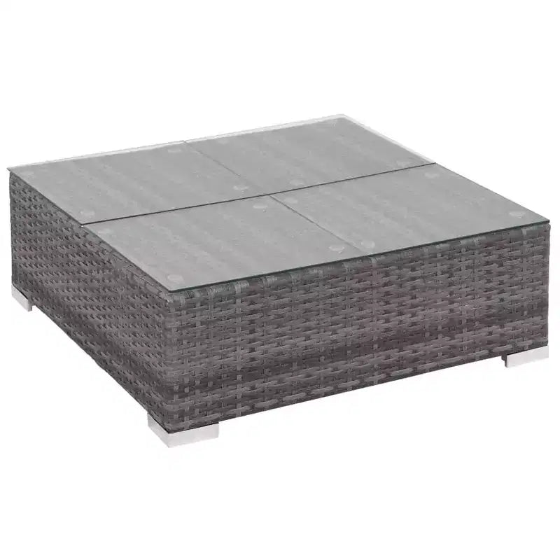 Ensemble de salon de jardin vidaXL - canapé d'angle 6 pièces en polyrotin gris avec table basse et pouf - sièges d'extérieur confortables avec coussins