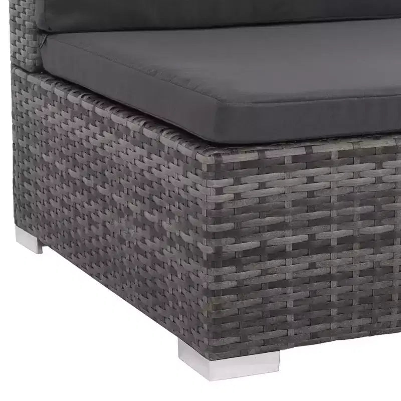 Ensemble de salon de jardin vidaXL - canapé d'angle 6 pièces en polyrotin gris avec table basse et pouf - sièges d'extérieur confortables avec coussins