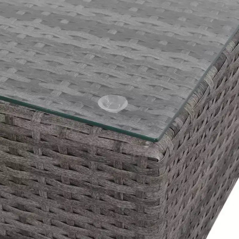 Ensemble de salon de jardin vidaXL - canapé d'angle 6 pièces en polyrotin gris avec table basse et pouf - sièges d'extérieur confortables avec coussins