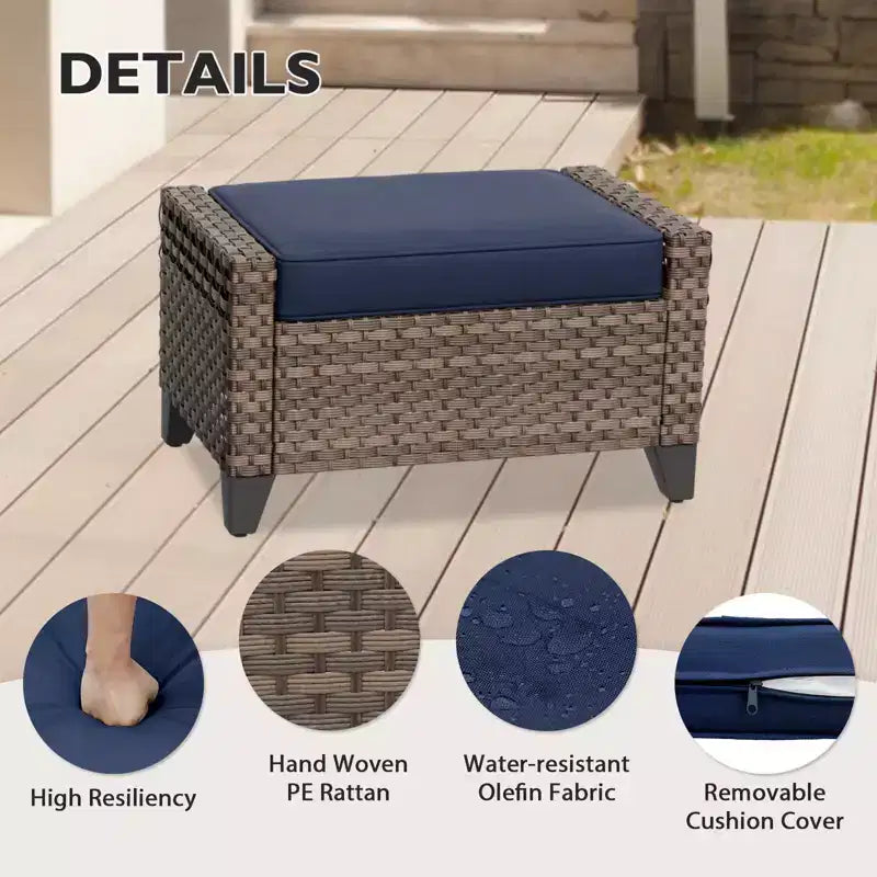 Conjunto de conversación de mimbre para patio exterior EAGLE PEAK, 4 sillas mecedoras giratorias, sofá biplaza de 3 asientos, 2 otomanas y mesa, 9 piezas