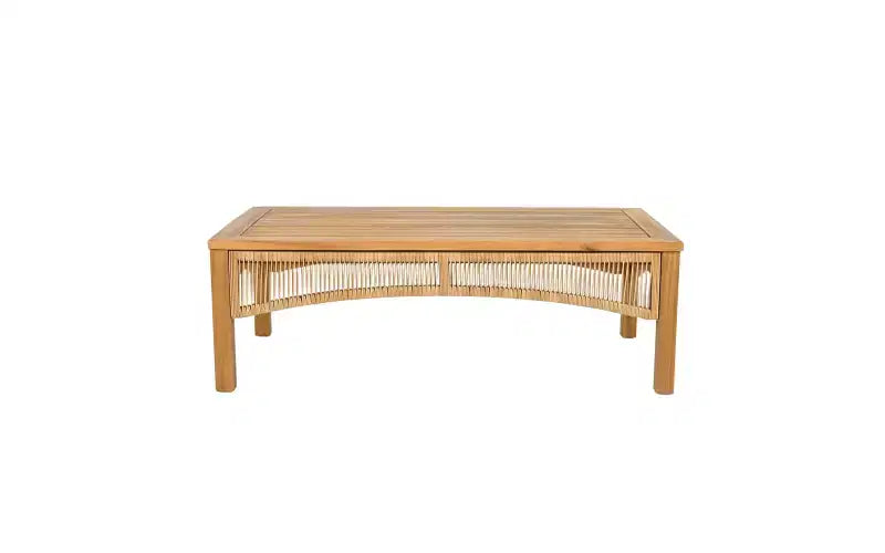 Ensemble de conversation de patio Christopher Knight Home Ignis Boho, 5 pièces, en bois d’acacia et faux rotin, avec coussins et table basse à lattes