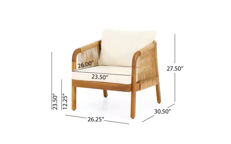 Ensemble de conversation de patio Christopher Knight Home Ignis Boho, 5 pièces, en bois d’acacia et faux rotin, avec coussins et table basse à lattes