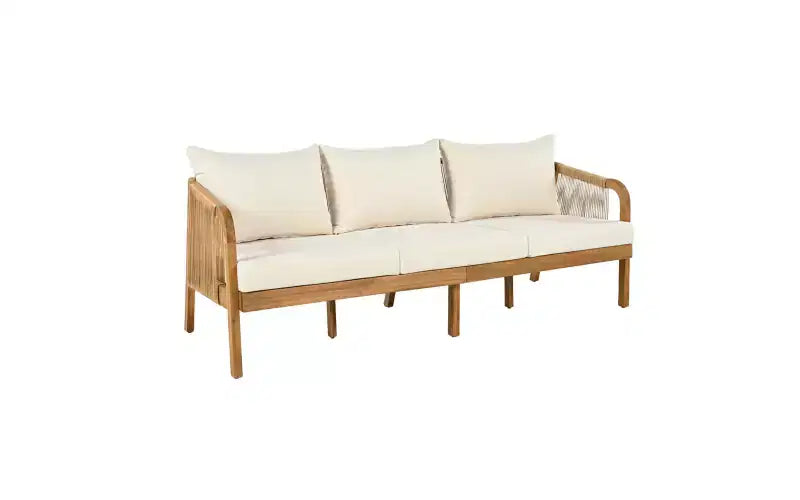 Ensemble de conversation de patio Christopher Knight Home Ignis Boho, 5 pièces, en bois d’acacia et faux rotin, avec coussins et table basse à lattes