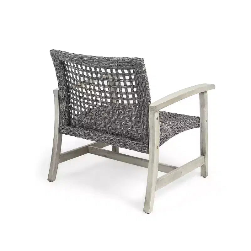 GDFStudio Savannah conjunto de conversación para exterior de madera de acacia y mimbre, sofá biplaza y sillón, 6 plazas