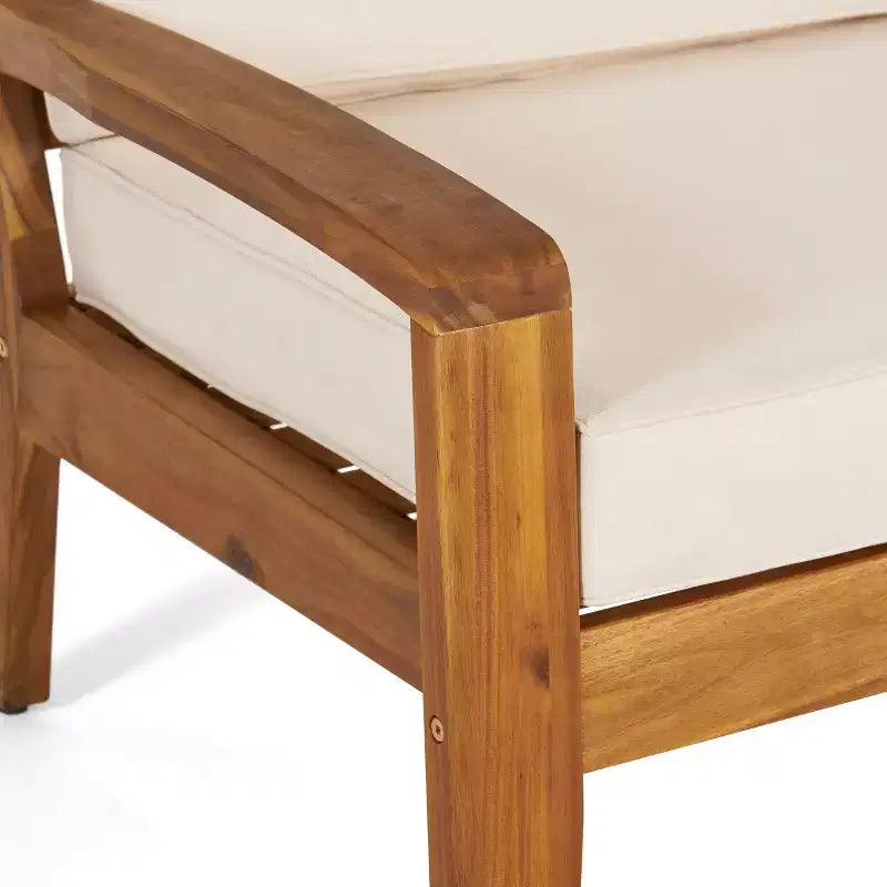 Conjunto de conversación para exterior de madera de acacia Parma de GDFStudio para 7 personas, sofá modular con otomana