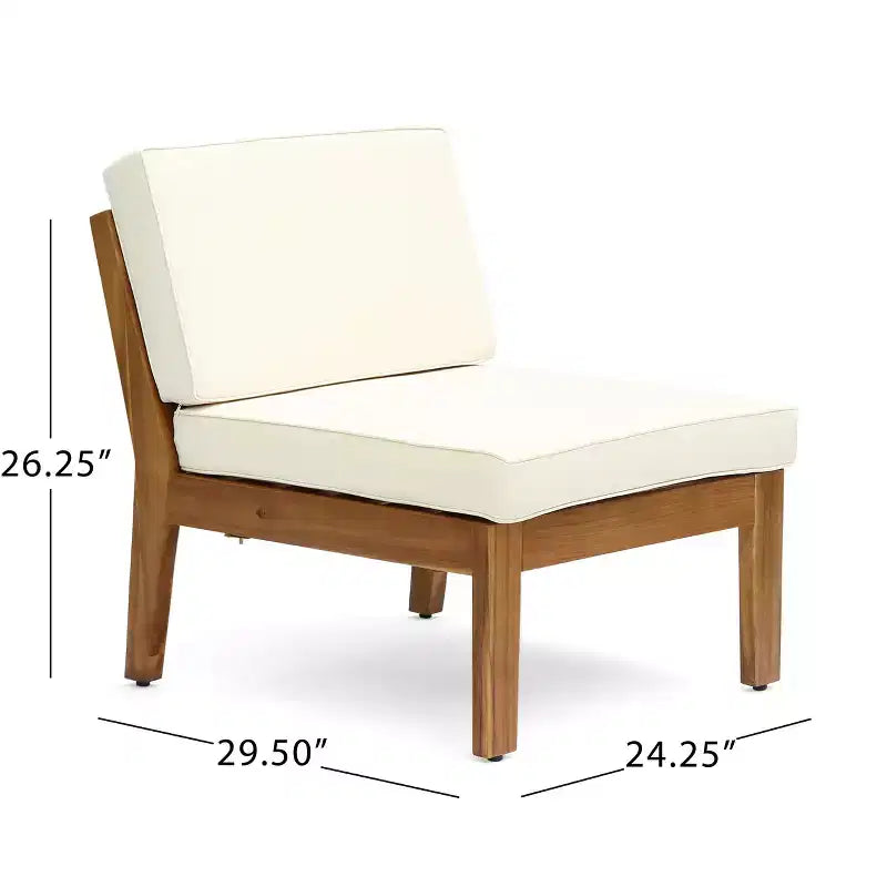 Conjunto de conversación para exterior de madera de acacia Parma de GDFStudio para 7 personas, sofá modular con otomana