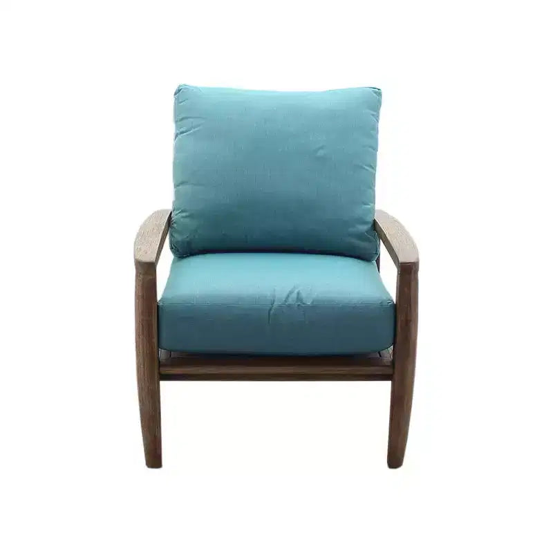 Conjunto de asientos de 3 piezas de teca FSC Avalon de Courtyard Casual. Incluye: dos sillones club y una mesa auxiliar redonda