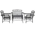 Courtyard Casual Black Steel French Quarter Outdoor 4 pc Metal Seating Group