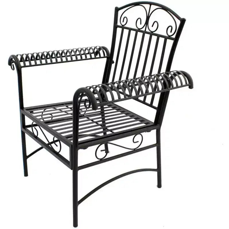Conjunto de asientos de metal de exterior de 4 piezas French Quarter de acero negro de Courtyard Casual