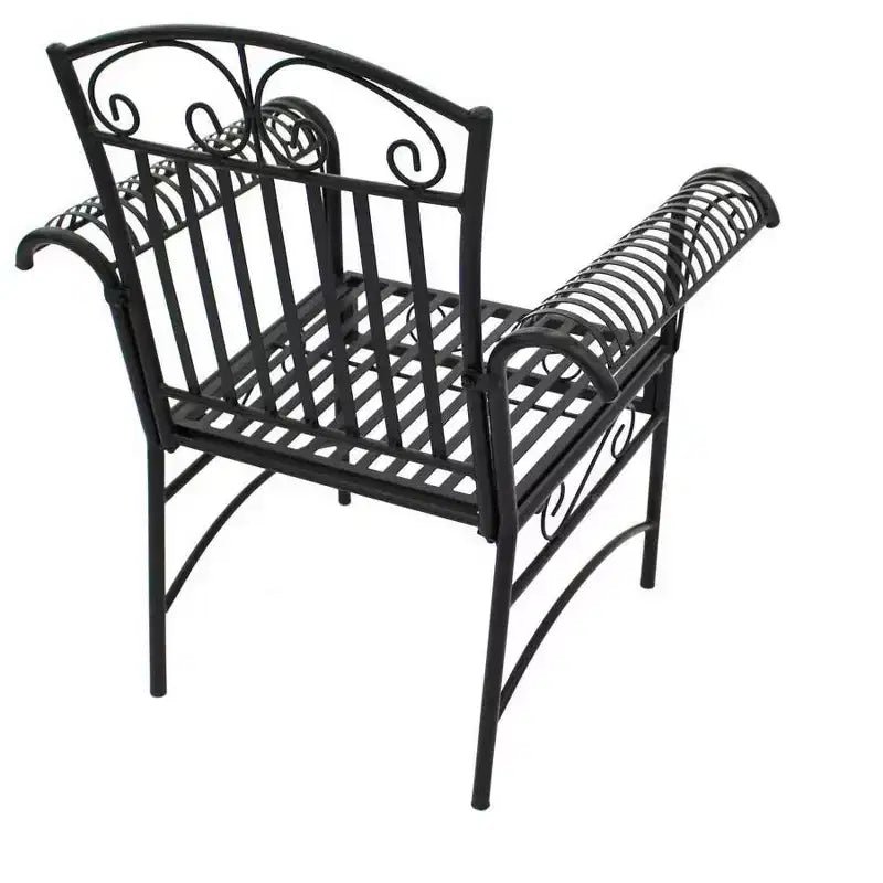 Conjunto de asientos de metal de exterior de 4 piezas French Quarter de acero negro de Courtyard Casual