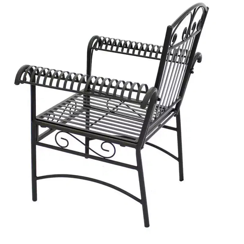 Conjunto de asientos de metal de exterior de 4 piezas French Quarter de acero negro de Courtyard Casual