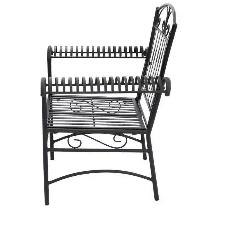 Conjunto de asientos de metal de exterior de 4 piezas French Quarter de acero negro de Courtyard Casual