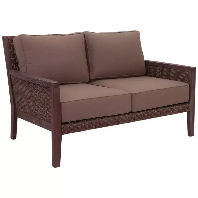 Conjunto de sofá de dos plazas Courtyard Casual Buena Vista II de 6 piezas con otomanas. Incluye: un sofá de dos plazas, una mesa de centro, dos sillones club y dos otomanas