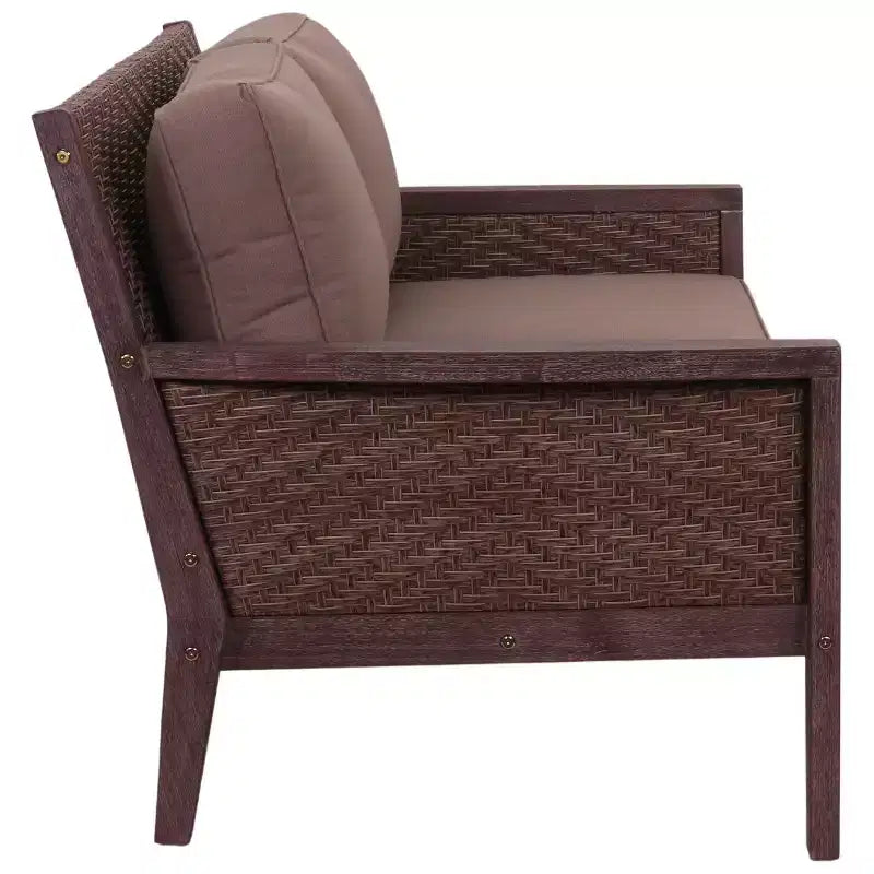 Conjunto de sofá de dos plazas Courtyard Casual Buena Vista II de 6 piezas con otomanas. Incluye: un sofá de dos plazas, una mesa de centro, dos sillones club y dos otomanas