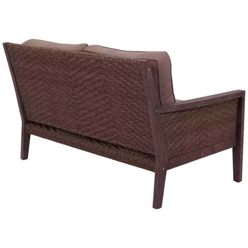 Conjunto de sofá de dos plazas Courtyard Casual Buena Vista II de 6 piezas con otomanas. Incluye: un sofá de dos plazas, una mesa de centro, dos sillones club y dos otomanas