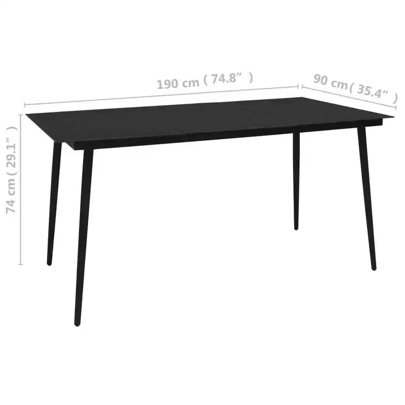 Conjunto de comedor de jardín vidaXL de 5/7 piezas, cuerda de algodón y acero negros, para exterior y patio