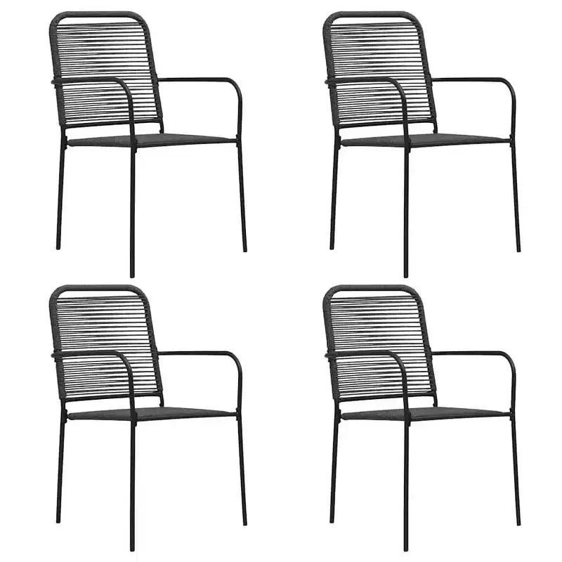 Conjunto de comedor de jardín vidaXL de 5/7 piezas, cuerda de algodón y acero negros, para exterior y patio