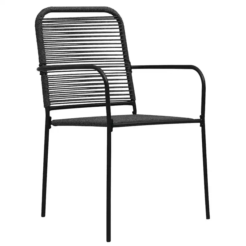 Conjunto de comedor de jardín vidaXL de 5/7 piezas, cuerda de algodón y acero negros, para exterior y patio