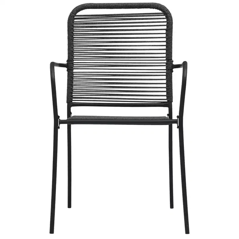 Conjunto de comedor de jardín vidaXL de 5/7 piezas, cuerda de algodón y acero negros, para exterior y patio