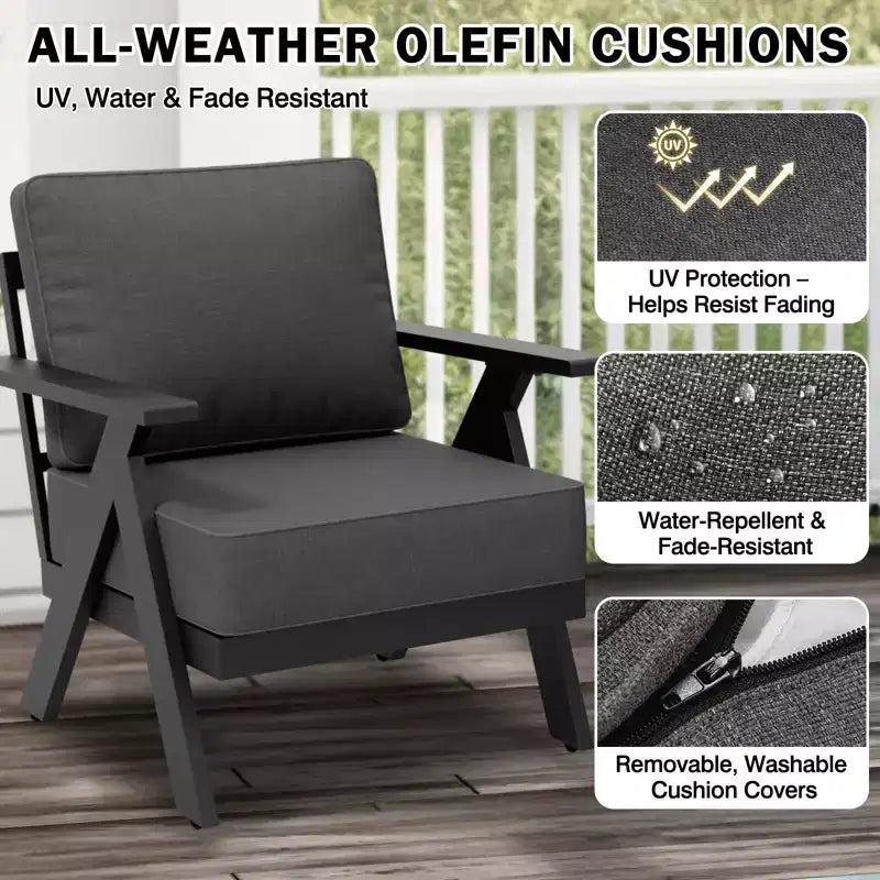 Conjunto moderno de muebles de patio para exterior de 7 piezas EAGLE PEAK Urban Slate: sofá, sillas mecedoras giratorias, sillas de patio, mesa de centro y mesa auxiliar