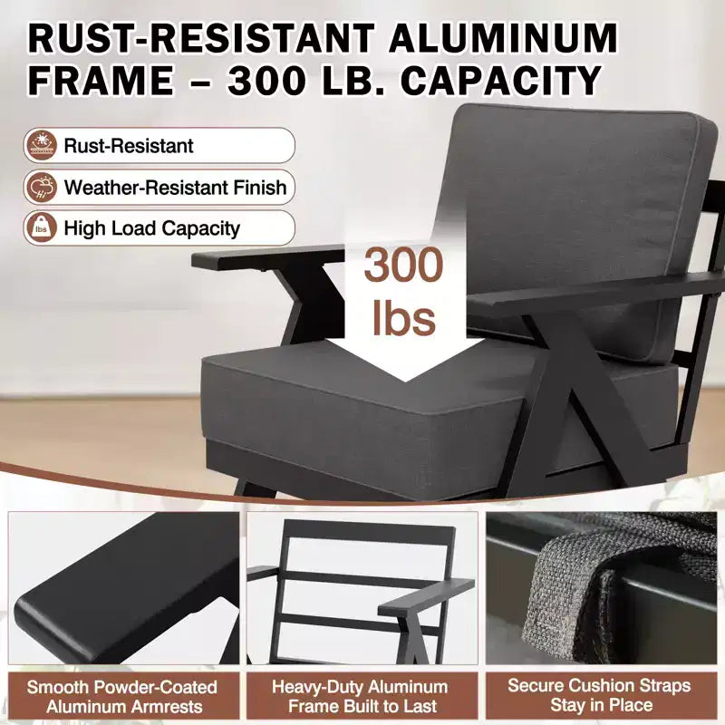 Conjunto moderno de muebles de patio para exterior de 7 piezas EAGLE PEAK Urban Slate: sofá, sillas mecedoras giratorias, sillas de patio, mesa de centro y mesa auxiliar