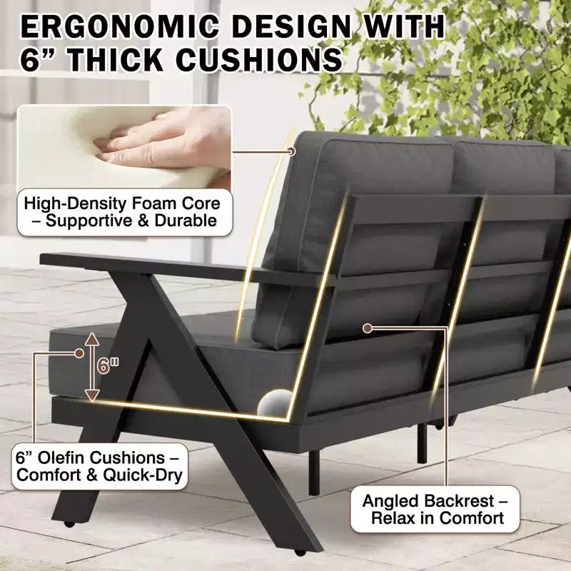 Conjunto moderno de muebles de patio para exterior de 7 piezas EAGLE PEAK Urban Slate: sofá, sillas mecedoras giratorias, sillas de patio, mesa de centro y mesa auxiliar