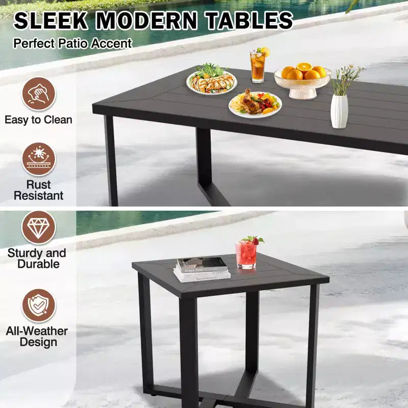Conjunto moderno de muebles de patio para exterior de 7 piezas EAGLE PEAK Urban Slate: sofá, sillas mecedoras giratorias, sillas de patio, mesa de centro y mesa auxiliar