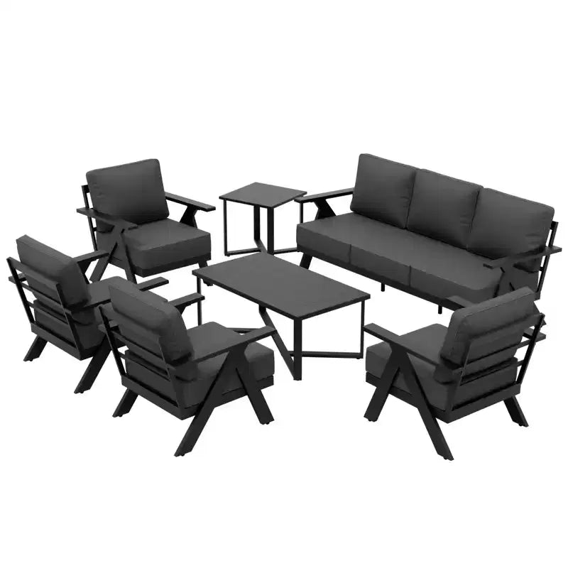Ensemble de mobilier de patio extérieur moderne Urban Slate d’EAGLE PEAK, 7 pièces : canapé, fauteuils de patio, table basse et table d’appoint