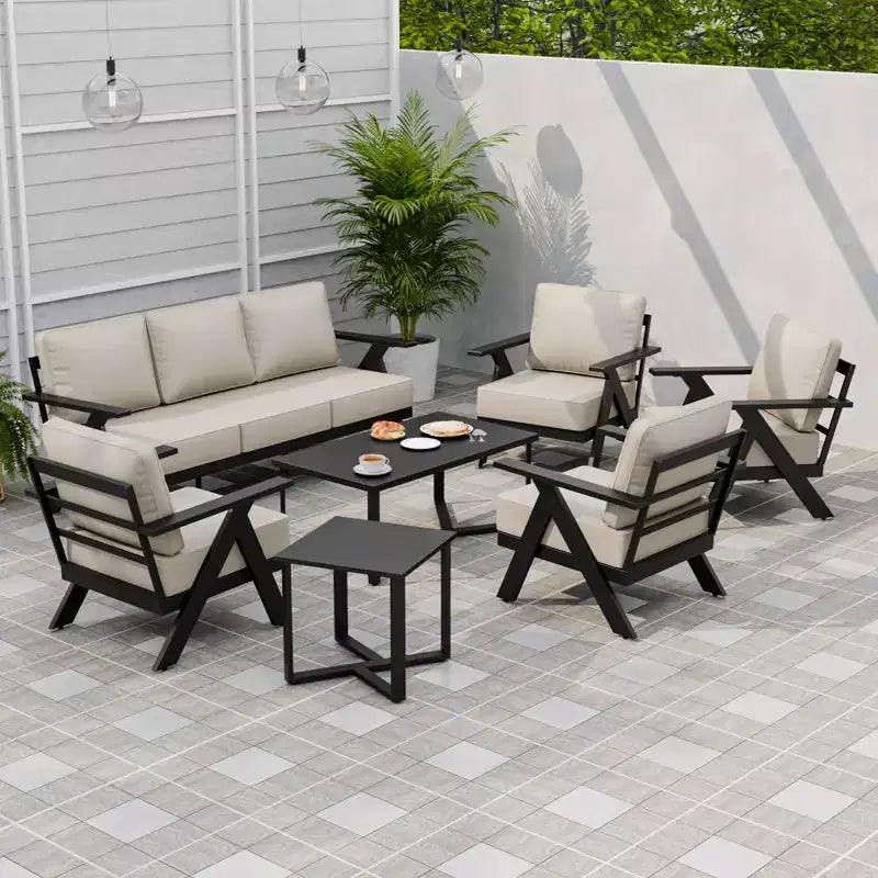 Ensemble de mobilier de patio extérieur moderne Urban Slate d’EAGLE PEAK, 7 pièces : canapé, fauteuils de patio, table basse et table d’appoint