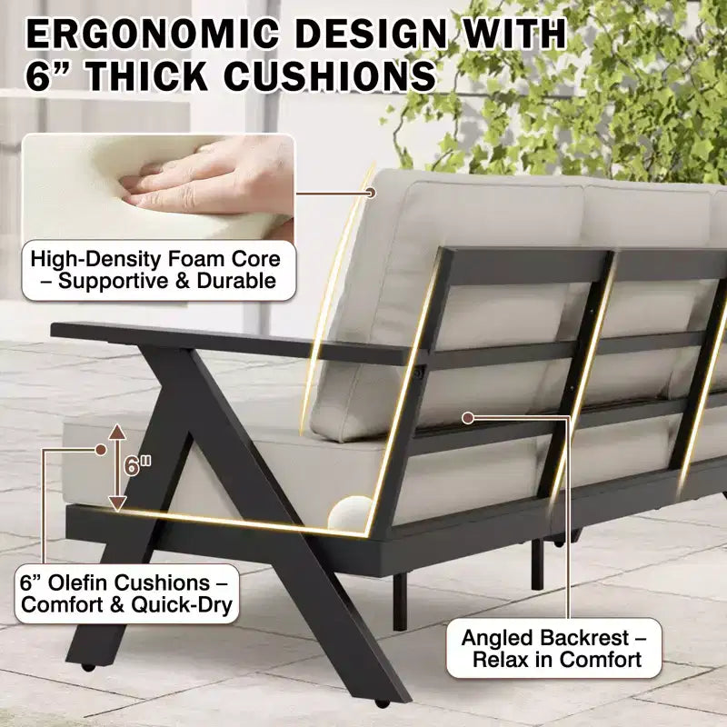 Ensemble de mobilier de patio extérieur moderne Urban Slate d’EAGLE PEAK, 7 pièces : canapé, fauteuils de patio, table basse et table d’appoint
