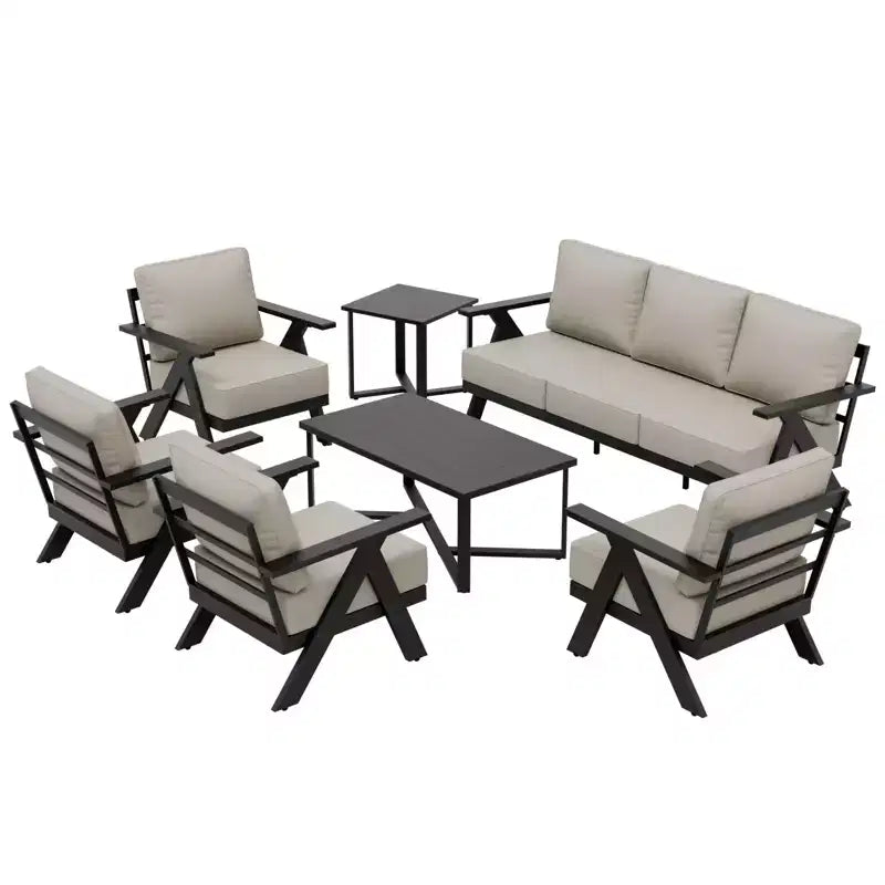 Ensemble de mobilier de patio extérieur moderne Urban Slate d’EAGLE PEAK, 7 pièces : canapé, fauteuils de patio, table basse et table d’appoint