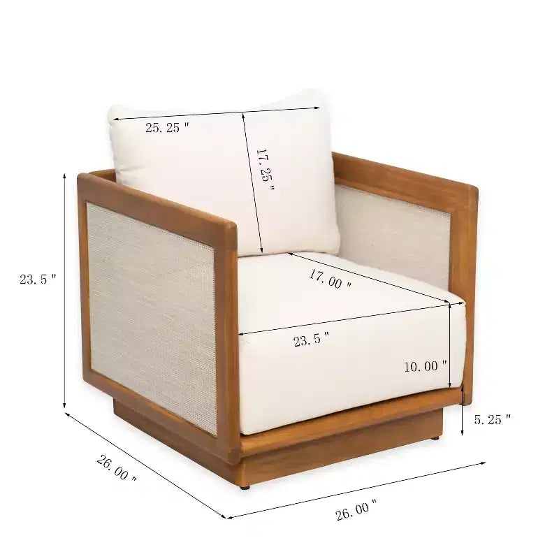 Conjunto de asientos para patio de 6 piezas Christopher Knight Home Isora, de madera de acacia, con mesa de café de listones y cojines