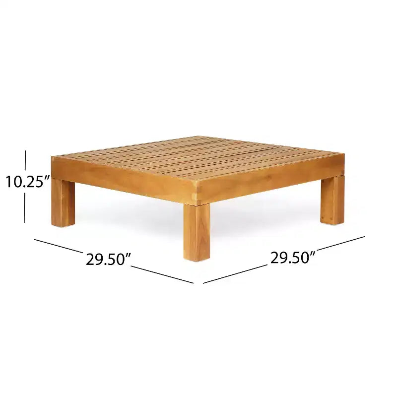 Conjunto de asientos para patio de 6 piezas Christopher Knight Home Isora, de madera de acacia, con mesa de café de listones y cojines