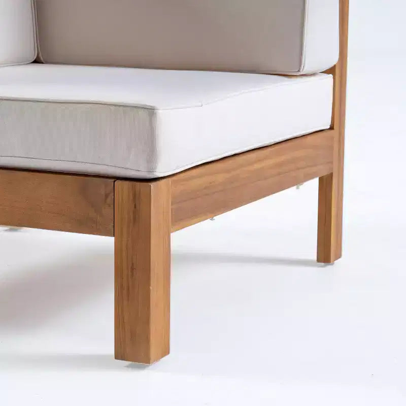 Conjunto de asientos para patio de 6 piezas Christopher Knight Home Isora, de madera de acacia, con mesa de café de listones y cojines