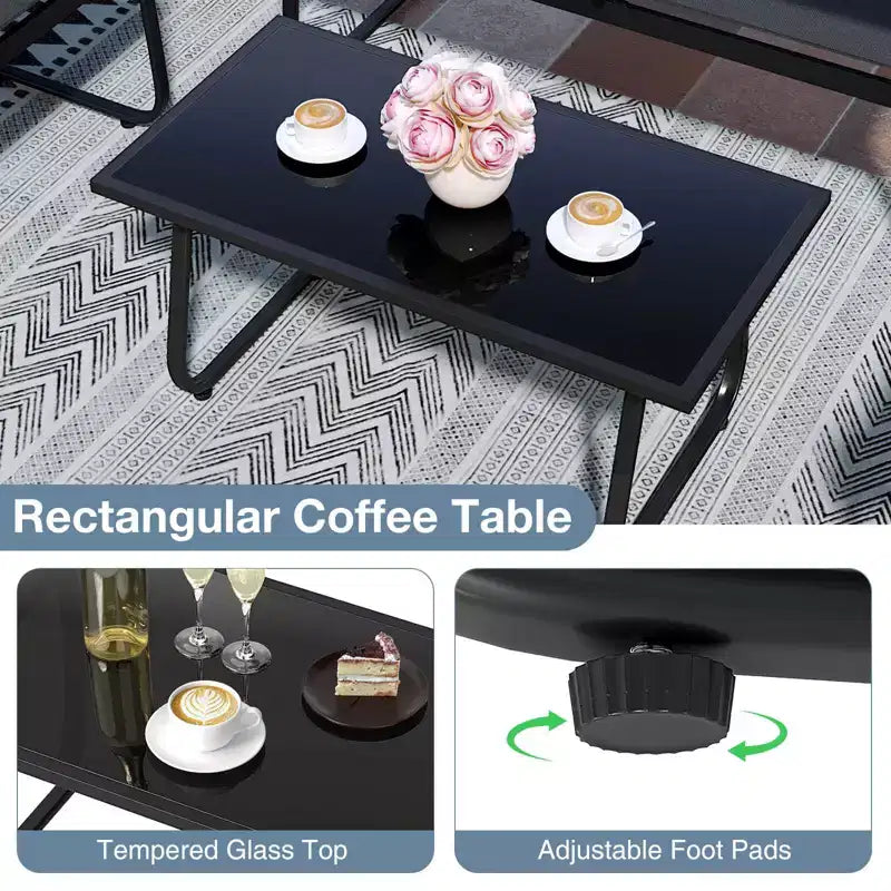 Ensemble de mobilier de patio Costway 8 pièces, chaises de jardin en tissu et causeuse avec table basse