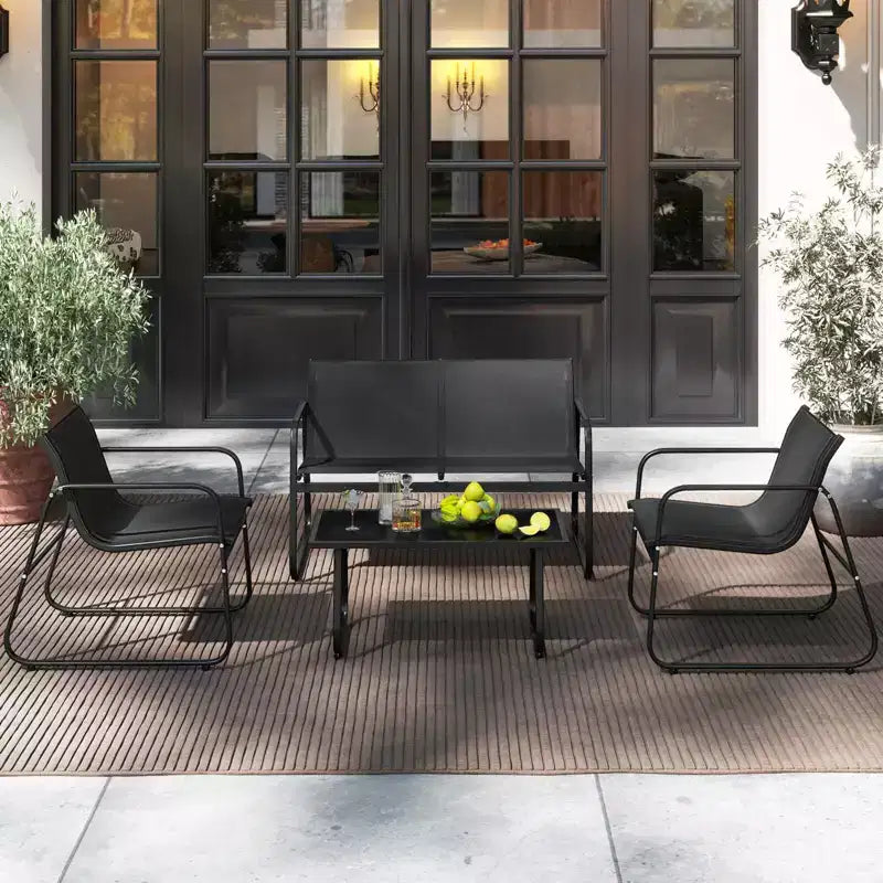 Ensemble de mobilier de patio Costway 8 pièces, chaises de jardin en tissu et causeuse avec table basse