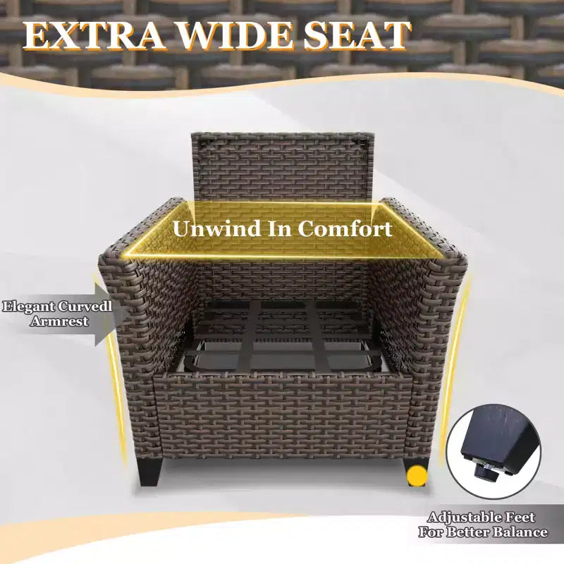 Conjunto de conversación para patio de 5 piezas EAGLE PEAK Ocean Vista, mimbre marrón jaspeado, sillas de comedor y sofá de dos plazas