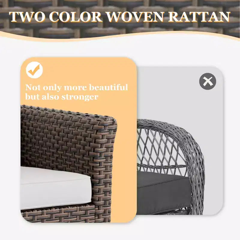 Conjunto de conversación para patio de 5 piezas EAGLE PEAK Ocean Vista, mimbre marrón jaspeado, sillas de comedor y sofá de dos plazas