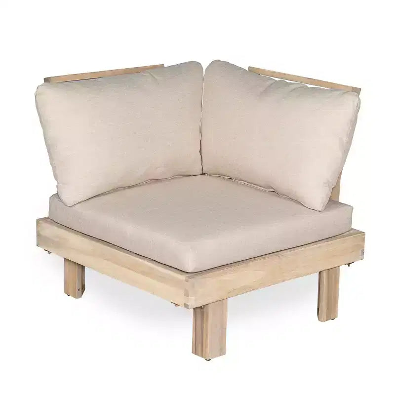 Ensemble d’assises rustique 5 pièces pour terrasse Christopher Knight Home Rock en bois d’acacia à lattes avec coussins