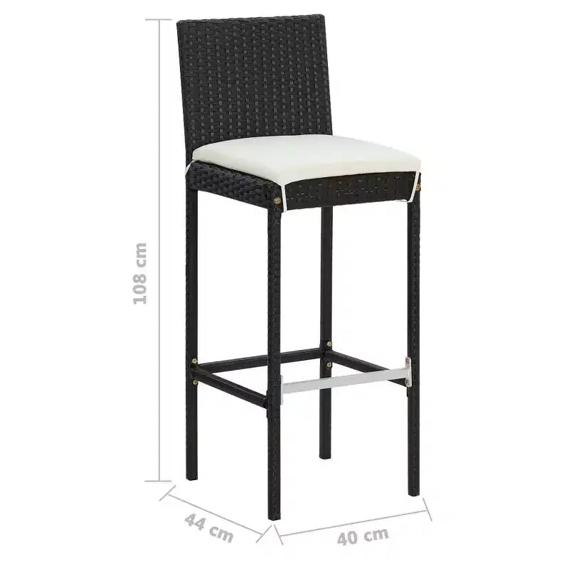 Conjunto de bar para patio de vidaXL, mesa de bar y taburetes, conjunto de muebles de patio con cojines - negro, 5 piezas