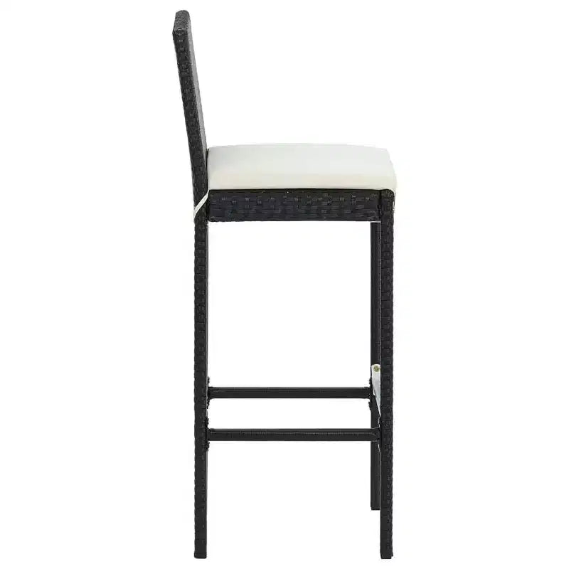 Conjunto de bar para patio de vidaXL, mesa de bar y taburetes, conjunto de muebles de patio con cojines - negro, 5 piezas