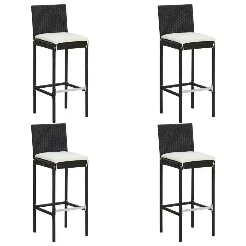Conjunto de bar para patio de vidaXL, mesa de bar y taburetes, conjunto de muebles de patio con cojines - negro, 5 piezas