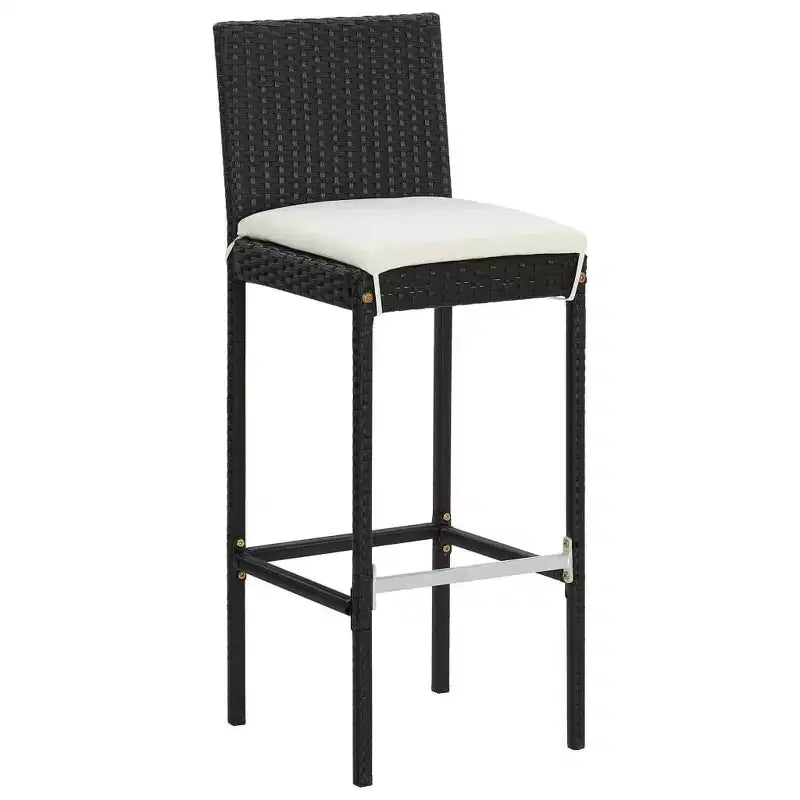 Conjunto de bar para patio de vidaXL, mesa de bar y taburetes, conjunto de muebles de patio con cojines - negro, 5 piezas