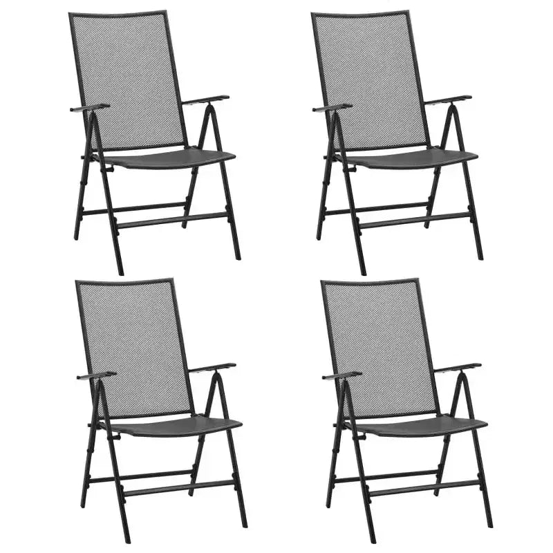 Conjunto de comedor para patio vidaXL, mesa de comedor y silla de malla para patio, acero antracita